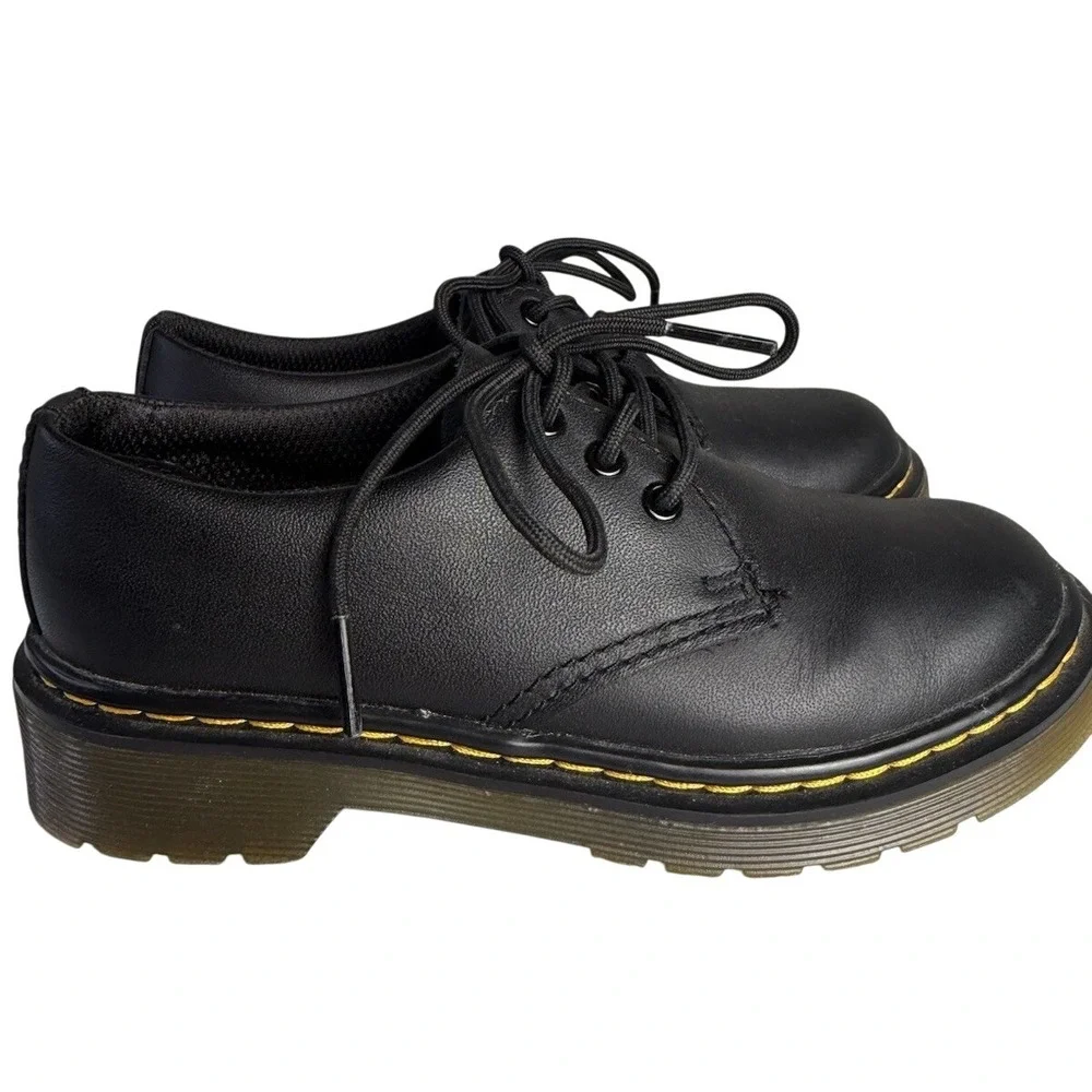 Dr. Doc Martens Kids Junior Boys Black Leather Oxford Lace Up Shoes‎ Size 13